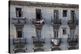 Balconies of a Dilapidated Apartment Building, Havana Centro, Cuba-Lee Frost-Stretched Canvas