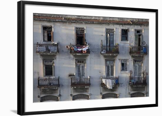 Balconies of a Dilapidated Apartment Building, Havana Centro, Cuba-Lee Frost-Framed Photographic Print
