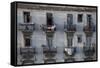 Balconies of a Dilapidated Apartment Building, Havana Centro, Cuba-Lee Frost-Framed Stretched Canvas