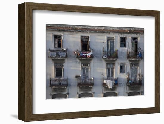 Balconies of a Dilapidated Apartment Building, Havana Centro, Cuba-Lee Frost-Framed Photographic Print