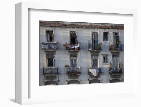 Balconies of a Dilapidated Apartment Building, Havana Centro, Cuba-Lee Frost-Framed Photographic Print