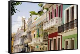 Balconies of Calle Del Cristo San Juan-George Oze-Framed Stretched Canvas