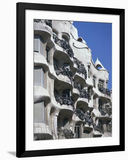 Balconies on the Casa Mila, a Gaudi House, in Barcelona, Cataluna, Spain-Nigel Francis-Framed Photographic Print