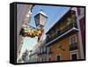 Balconies on Typical Street in the Old Town, San Juan, Puerto Rico, Central America-Ken Gillham-Framed Stretched Canvas