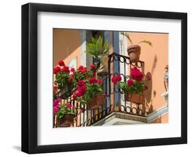 Balcony Detail, Corso Umberto 1, Taormina, Sicily, Italy-Walter Bibikow-Framed Photographic Print