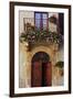 Balcony Flowers and Doorway in Pienza Tuscany Italy-Julian Castle-Framed Photo