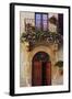 Balcony Flowers and Doorway in Pienza Tuscany Italy-Julian Castle-Framed Photo