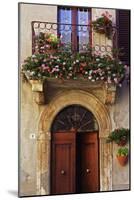 Balcony Flowers and Doorway in Pienza Tuscany Italy-Julian Castle-Mounted Photo