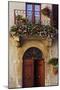 Balcony Flowers and Doorway in Pienza Tuscany Italy-Julian Castle-Mounted Photo