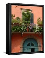 Balcony Garden in Historic Town Center, Verona, Italy-Lisa S. Engelbrecht-Framed Stretched Canvas