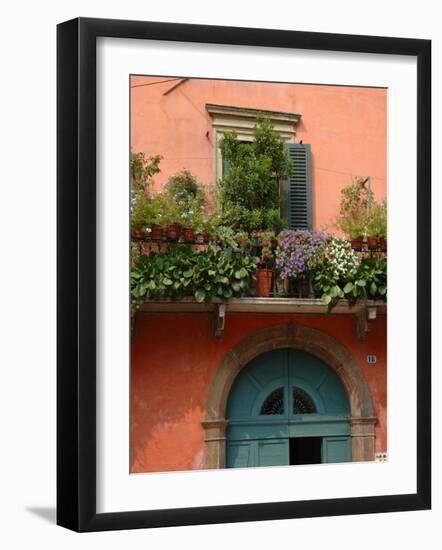 Balcony Garden in Historic Town Center, Verona, Italy-Lisa S. Engelbrecht-Framed Photographic Print