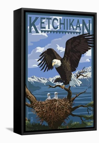 Bald Eagle & Chicks - Ketchikan, Alaska-Lantern Press-Framed Stretched Canvas