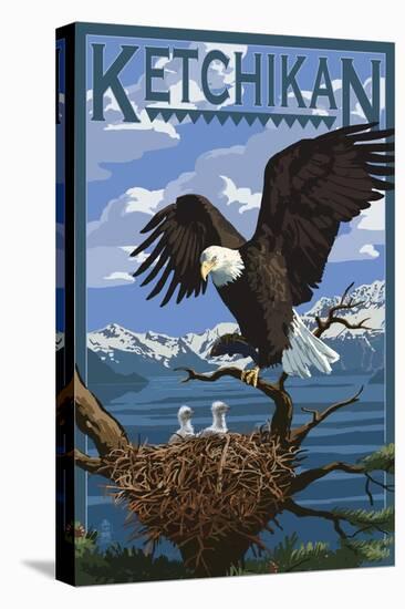 Bald Eagle & Chicks - Ketchikan, Alaska-Lantern Press-Stretched Canvas