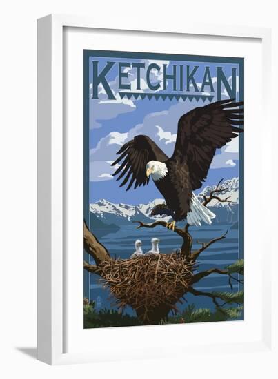 Bald Eagle & Chicks - Ketchikan, Alaska-Lantern Press-Framed Art Print