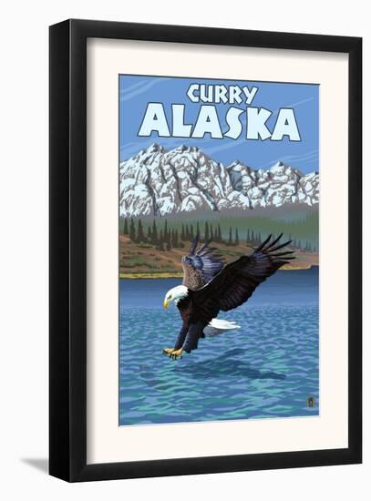 Bald Eagle Diving, Curry, Alaska-null-Framed Art Print