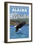 Bald Eagle Diving, Denali National Park, Alaska-Lantern Press-Framed Art Print