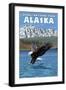 Bald Eagle Diving, Denali National Park, Alaska-Lantern Press-Framed Art Print
