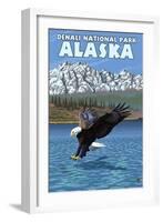 Bald Eagle Diving, Denali National Park, Alaska-Lantern Press-Framed Art Print