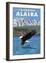 Bald Eagle Diving, Fairbanks, Alaska-Lantern Press-Framed Art Print