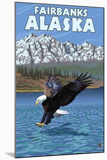 Bald Eagle Diving, Fairbanks, Alaska-Lantern Press-Mounted Art Print