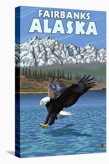 Bald Eagle Diving, Fairbanks, Alaska-Lantern Press-Stretched Canvas