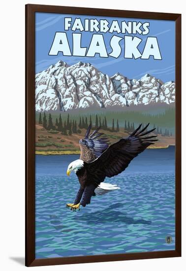 Bald Eagle Diving, Fairbanks, Alaska-Lantern Press-Framed Art Print