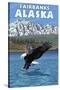 Bald Eagle Diving, Fairbanks, Alaska-Lantern Press-Stretched Canvas