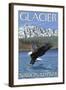 Bald Eagle Diving, Glacier National Park, Montana-Lantern Press-Framed Art Print