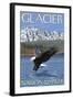 Bald Eagle Diving, Glacier National Park, Montana-Lantern Press-Framed Art Print