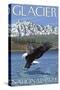 Bald Eagle Diving, Glacier National Park, Montana-Lantern Press-Stretched Canvas