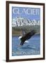 Bald Eagle Diving, Glacier National Park, Montana-Lantern Press-Framed Art Print