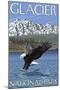 Bald Eagle Diving, Glacier National Park, Montana-Lantern Press-Mounted Art Print