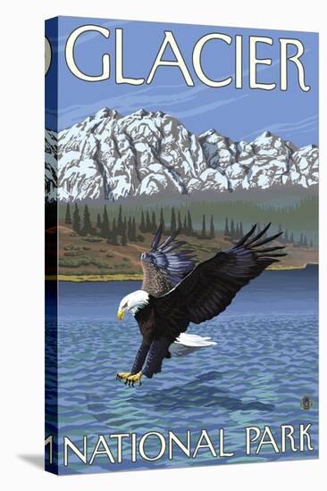 Bald Eagle Diving, Glacier National Park, Montana-Lantern Press-Stretched Canvas