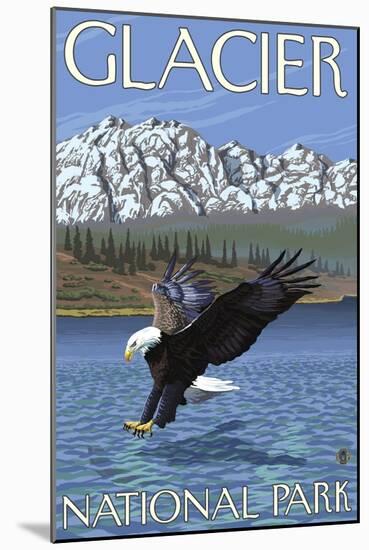 Bald Eagle Diving, Glacier National Park, Montana-Lantern Press-Mounted Art Print