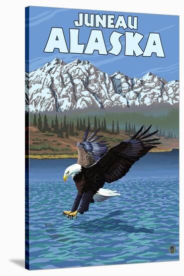 Bald Eagle Diving, Juneau, Alaska-Lantern Press-Stretched Canvas