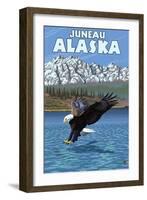 Bald Eagle Diving, Juneau, Alaska-Lantern Press-Framed Art Print