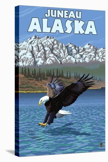 Bald Eagle Diving, Juneau, Alaska-Lantern Press-Stretched Canvas