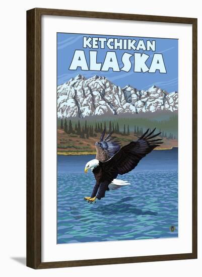 Bald Eagle Diving, Ketchikan, Alaska-Lantern Press-Framed Art Print