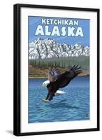 Bald Eagle Diving, Ketchikan, Alaska-Lantern Press-Framed Art Print