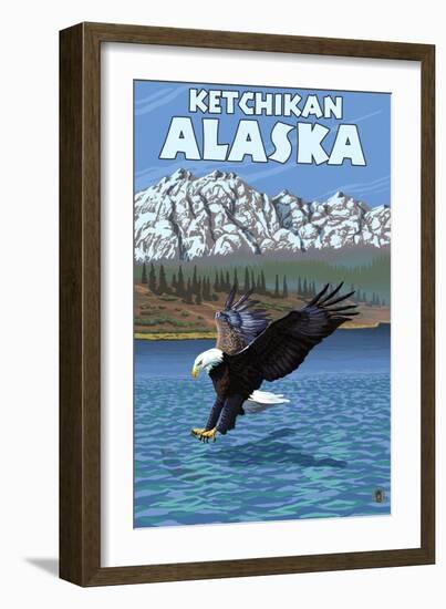 Bald Eagle Diving, Ketchikan, Alaska-Lantern Press-Framed Art Print