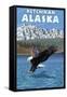 Bald Eagle Diving, Ketchikan, Alaska-Lantern Press-Framed Stretched Canvas