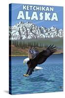Bald Eagle Diving, Ketchikan, Alaska-Lantern Press-Stretched Canvas