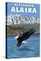 Bald Eagle Diving, Ketchikan, Alaska-Lantern Press-Stretched Canvas