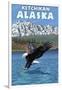 Bald Eagle Diving, Ketchikan, Alaska-Lantern Press-Framed Art Print