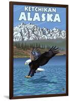 Bald Eagle Diving, Ketchikan, Alaska-Lantern Press-Framed Art Print