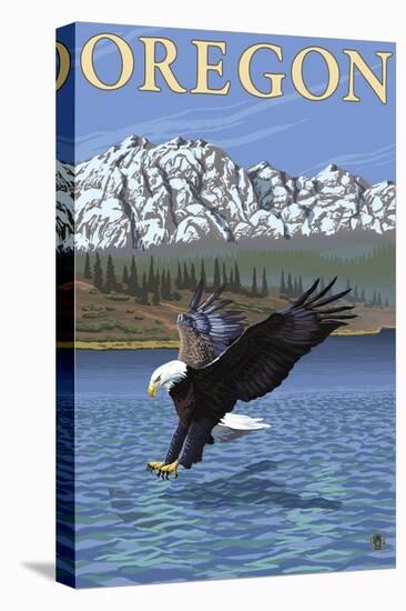 Bald Eagle Diving, Oregon-Lantern Press-Stretched Canvas