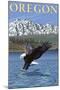 Bald Eagle Diving, Oregon-Lantern Press-Mounted Art Print