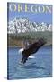 Bald Eagle Diving, Oregon-Lantern Press-Stretched Canvas