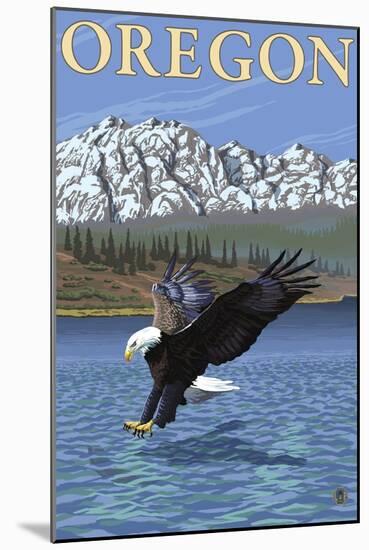 Bald Eagle Diving, Oregon-Lantern Press-Mounted Art Print