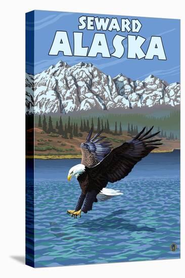 Bald Eagle Diving, Seward, Alaska-Lantern Press-Stretched Canvas
